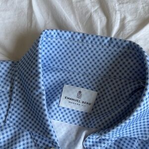 Men's Modern Fit Blue Patterned Dress Shirt Emanuel Berg